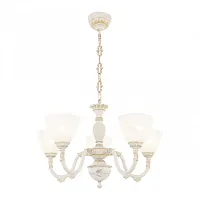 Люстра подвесная AM343837 347837/5 WT+G Артемилано белая на 5 ламп, основание белое патина в стиле классический Люстра подвесная AM343837 347837/5 WT+G Артемилано белая на 5 ламп, основание белое патина в стиле классический